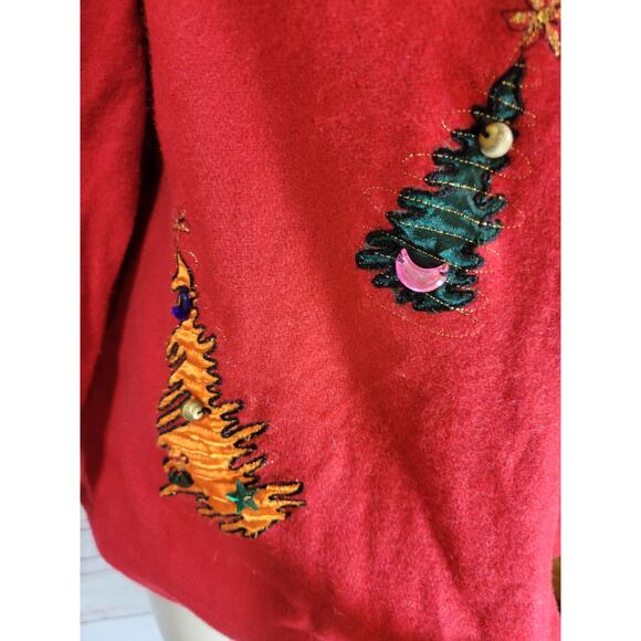 VINTAGE TAKE TWO Red Wool Ugly Christmas Button Front Jacket Women's Size Large - Picture 10 of 11